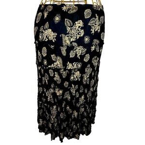 Christopher & Banks Vintage Boho Tribal Print Midi Skirt - Women’s Size XL Black